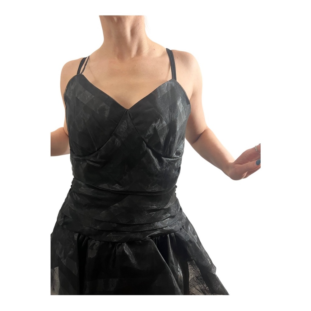 Gorgeous 1980’s Black Vintage Dress with Peplum Detail & Spaghetti Straps, Small - Picture 6 of 9